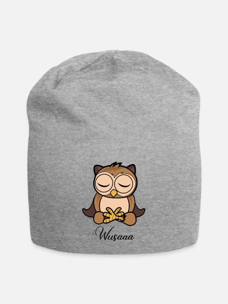 Auszeit Durchatmen Wusaaa Eule - Jersey-Beanie - Grau meliert