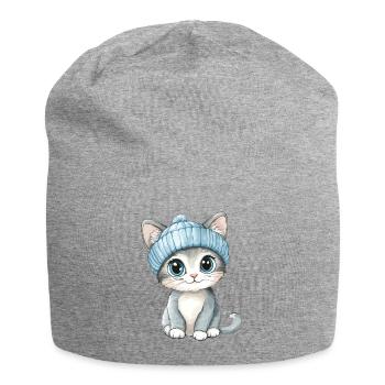 Chat mignon mignon bébé enfants animal dessin animé - Bonnet en jersey - gris chiné - Devant