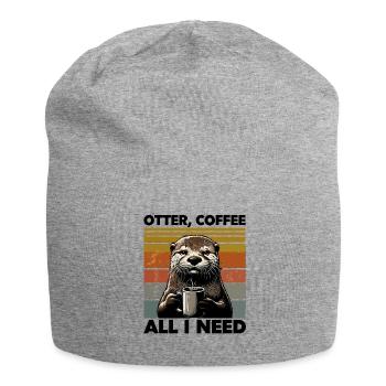 Funny Otter Coffee Zoo Retro Coffee All I Need - Jersey Beanie - heather grey - Front