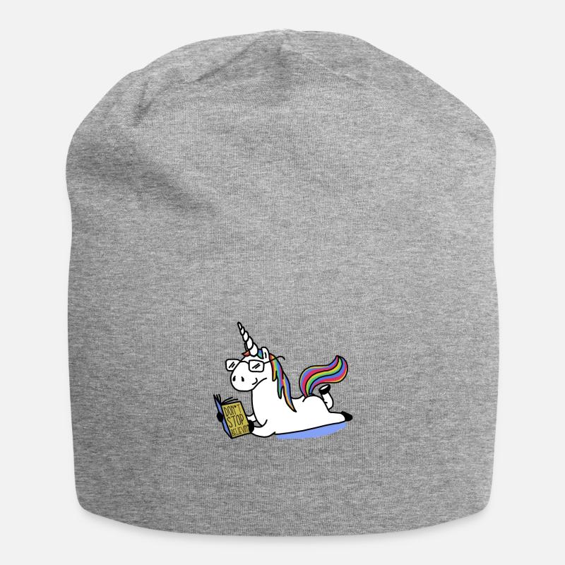 Unicorn Einhorn Comic - Jersey-Beanie - Grau meliert