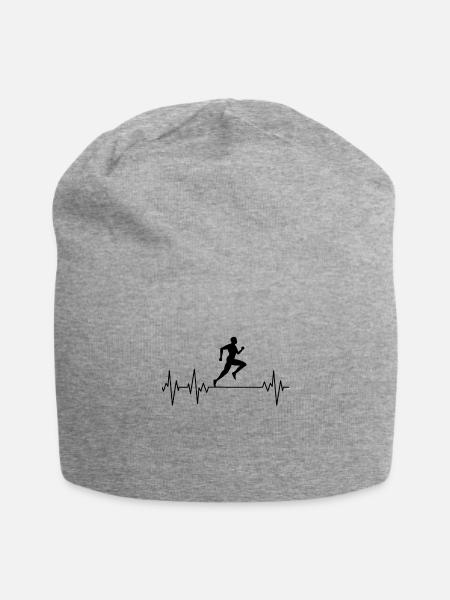 Läufer Leidenschaft EKG Herzschlag Lauf Sport Lauf - Jersey-Beanie - Grau meliert