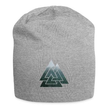 Viking runes, wotans knot, triangle gift idea - Jersey Beanie - heather grey - Front