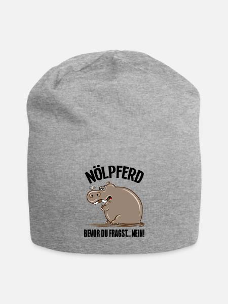 Lustige Sprüche Geschenke Nilpferd Nölpferd - Jersey-Beanie - Grau meliert