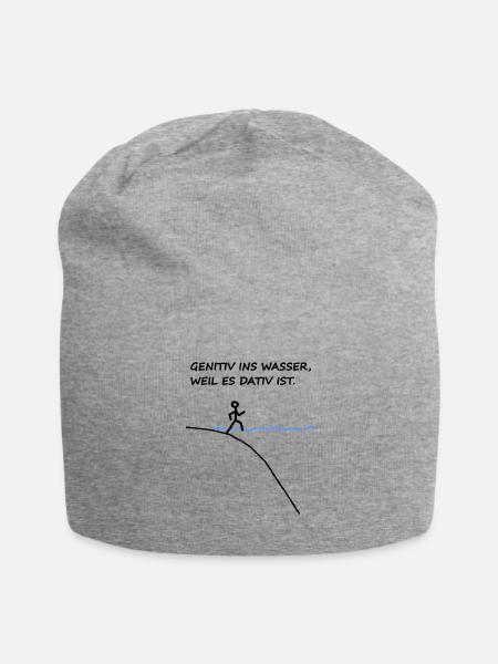 Genitiv Ins Wasser Weil Es Dativ Ist Grammatik Fun - Jersey-Beanie - Grau meliert