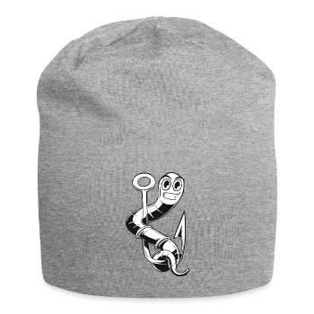 Angler heels with a worm bait fishing rod for - Jersey Beanie - heather grey - Front