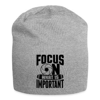 Focus On What Is Important Photographer Camera - Jersey Beanie - heather grey - Front