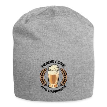 Peace Love Hapiness Homebrewing Brewery Malt Hop C - Jersey-Beanie - Grau meliert - Vorne