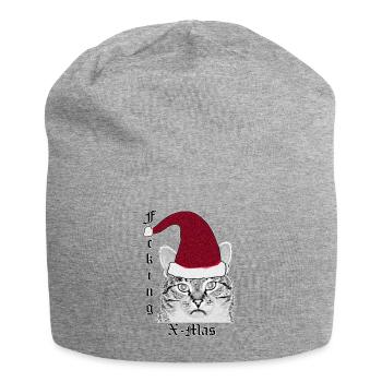 Katze mit Nikolausmütze (F#ck#ng X-Mas) - Jersey-Beanie - Grau meliert - Vorne