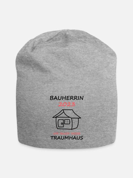 Bauherrin 2023 Wir Bauen Unser Traumhaus Hausbau - Jersey-Beanie - Grau meliert
