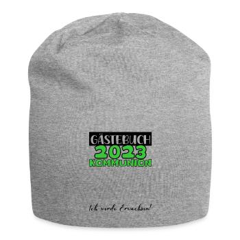 2023 Kommunion Gästebuch Mädchen Jungen Geschenk - Jersey-Beanie - Grau meliert - Vorne