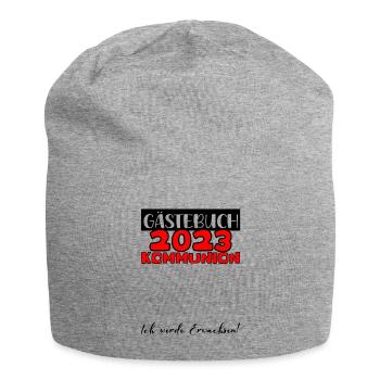 2023 Kommunion Gästebuch Mädchen Jungen Geschenk - Jersey-Beanie - Grau meliert - Vorne