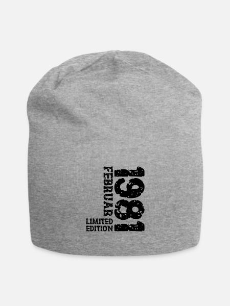 1981 Februar Limited Edition Geburtstag Mann Frau - Jersey-Beanie - Grau meliert