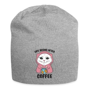 White Main Coon Cat Cat Outfit for - Jersey Beanie - heather grey - Front