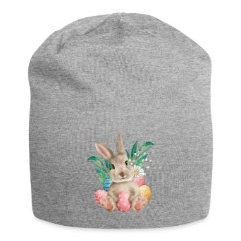 Watercolour Easter and Eggs - Jersey Beanie - heather grey - Front