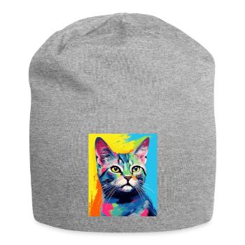 Tenue de chat chat à poil court pour les amoureux des chats - Bonnet en jersey - gris chiné - Devant