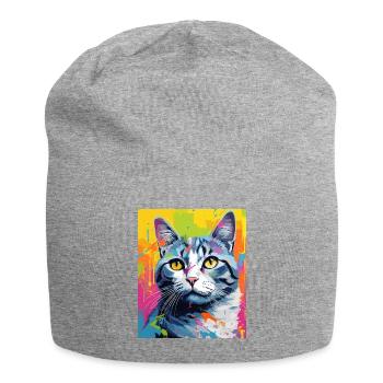 Tenue de chat chat à poil court pour les amoureux des chats - Bonnet en jersey - gris chiné - Devant