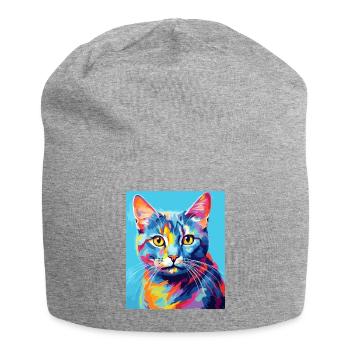Tenue de chat chat à poil court pour les amoureux des chats - Bonnet en jersey - gris chiné - Devant