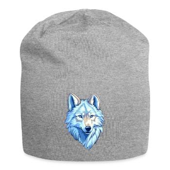 Wolf Kostüm blauer Wolfskopf Werwolf und - Jersey-Beanie - Grau meliert - Vorne