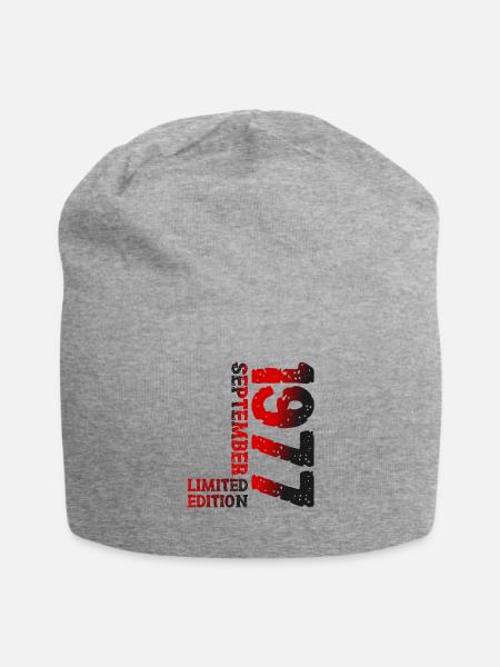 1977 September Limited Edition 46. Geburtstag Deko - Jersey-Beanie - Grau meliert