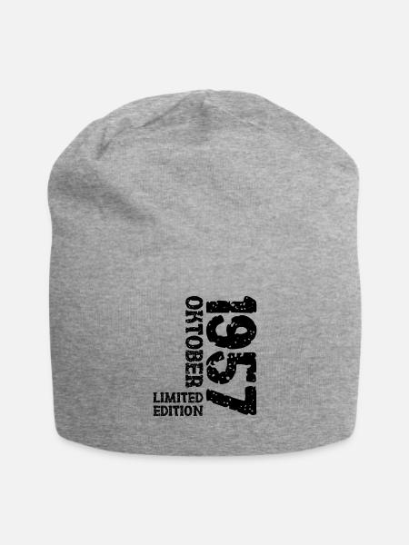 1957 Oktober Limited Edition 66. Geburtstag Deko - Jersey-Beanie - Grau meliert