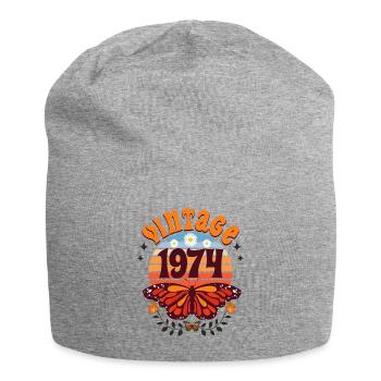 Butterfly Year 1974 Woman 50 Years Anniversary - Jersey Beanie - heather grey - Front
