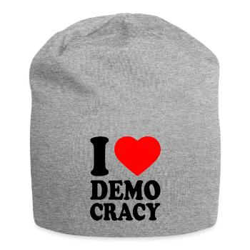 i love democracy - Jersey Beanie - heather grey - Front