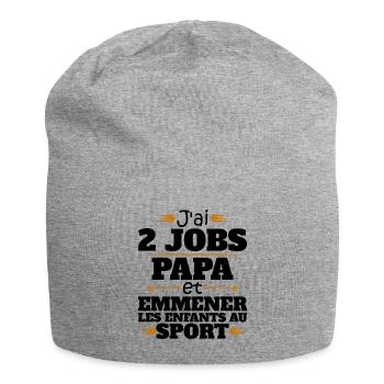 2 Jobs Papa Et Enfants Au Sport Humour Papa - Bonnet en jersey - gris chiné - Devant