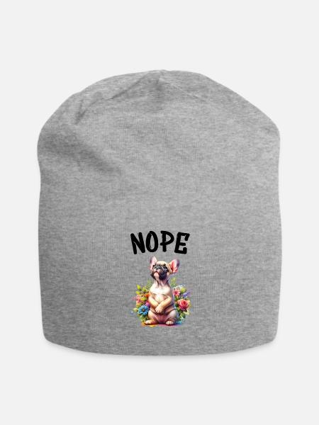 Französiche Bulldogge Spruch Nope Hundeliebhaber - Jersey-Beanie - Grau meliert