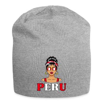 Drapeau Pérou Femme Péruvienne - Bonnet en jersey - gris chiné - Devant