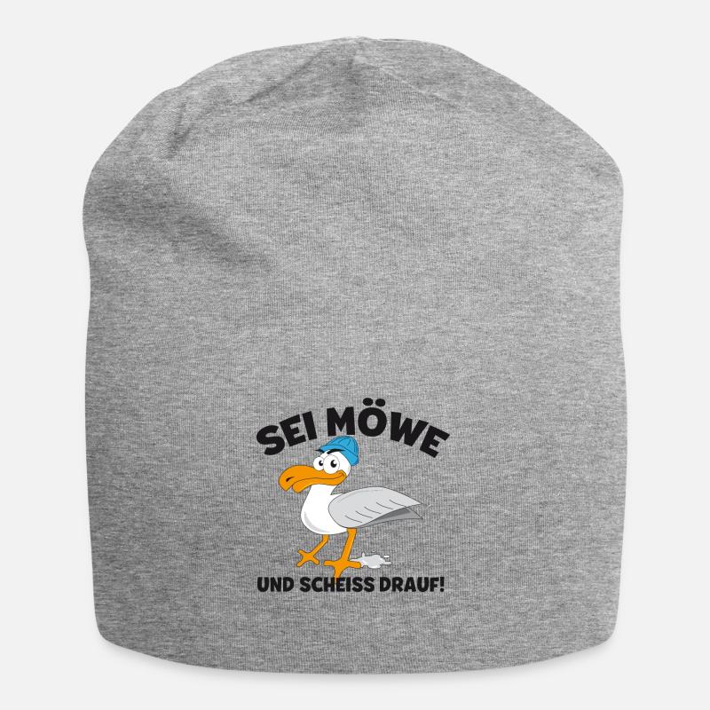 Möwe Möwen Sei Möwe und scheiß drauf - Jersey-Beanie - Grau meliert