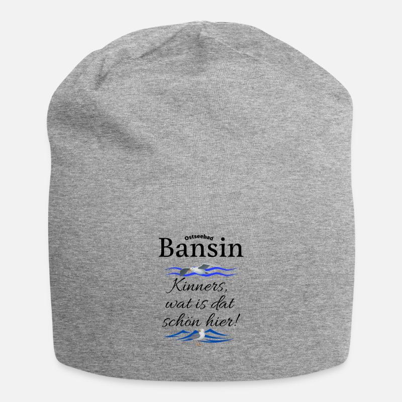 Bansin Ostsee Urlaubs Spruch mit Möwe - Jersey-Beanie - Grau meliert