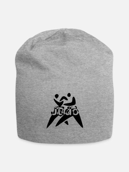 Judo Zeichnung Schrift mittig - Jersey-Beanie - Grau meliert
