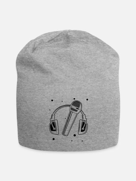 casque microphone scène chanteur musique - Bonnet en jersey - gris chiné