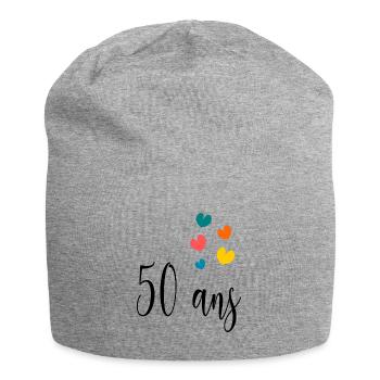 50 ANS. 50e ANNIVERSAIRE. ANNIVERSAIRE 50 ANS. 50 - Bonnet en jersey - gris chiné - Devant