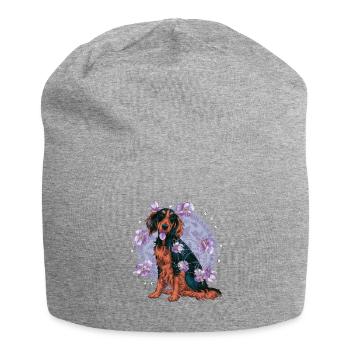 Chien Setter Irlandais mignon avec des fleurs - Bonnet en jersey - gris chiné - Devant