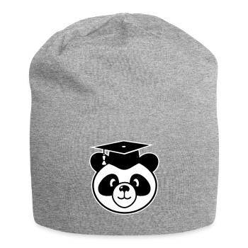 Panda avec mortier - doctorat, examen d'état - Bonnet en jersey - gris chiné - Devant