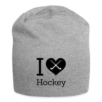 I love hockey I love field hockey hockey sticks - Jersey Beanie - heather grey - Front