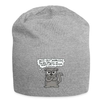 Genervte Katze - Nicht ansprechen! - Jersey-Beanie - Grau meliert - Vorne