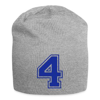 4 - Nummer - Zahl - Jersey-Beanie - Grau meliert - Vorne