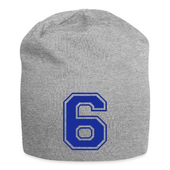 6 - Nummer - Zahl - Jersey-Beanie - Grau meliert - Vorne