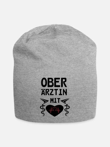Oberärztin mit Herz Geschenk - Jersey-Beanie - Grau meliert