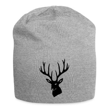 stag deer moose elk antler antlers horn horns - Jersey Beanie - heather grey - Front