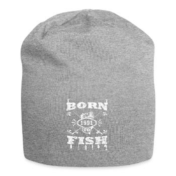 BORN TO FISH born for fishing in 1991 - Jersey Beanie - heather grey - Front