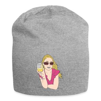 Wine Wine Bottle Glass Bottle Barrels Glasses63 - Jersey Beanie - heather grey - Front
