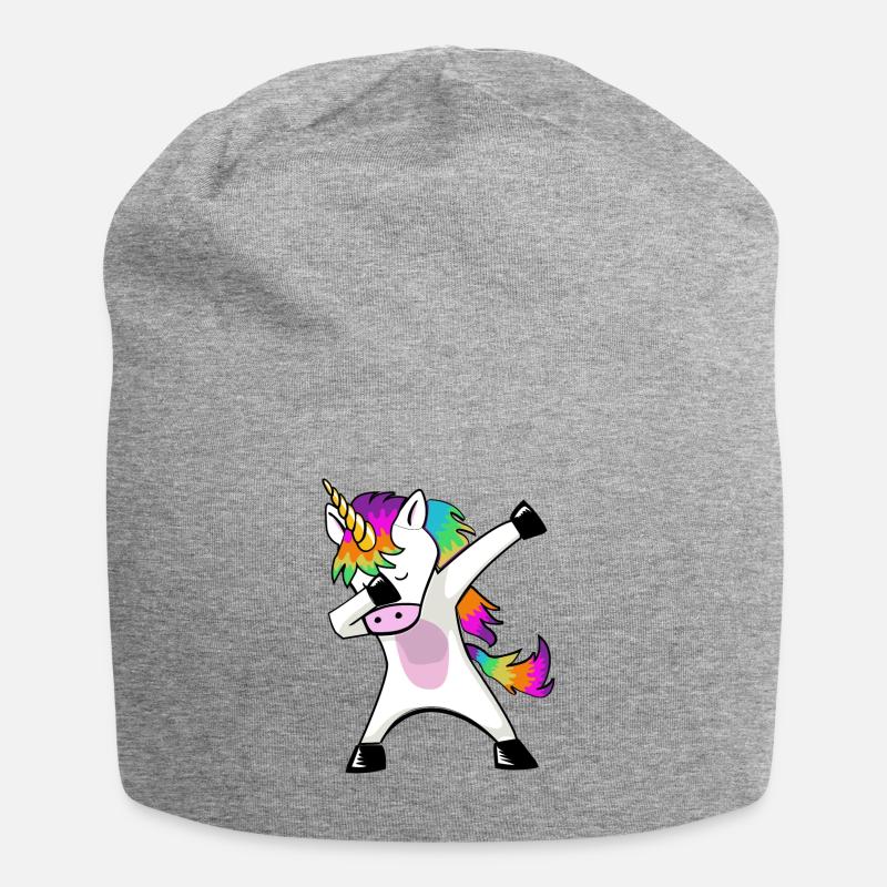 Dabbing Unicorn dabbendes Einhorn Dab Geschenkidee - Jersey-Beanie - Grau meliert