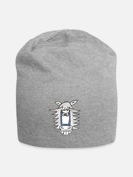 lustiges Pferd Comic - Jersey-Beanie - Grau meliert