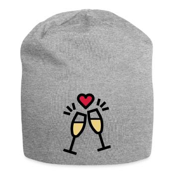 or sparkling wine for Valentine's Day - Jersey Beanie - heather grey - Front