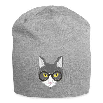 cat face - Jersey Beanie - heather grey - Front