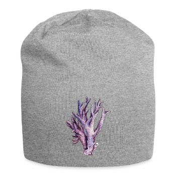 coral - Jersey Beanie - heather grey - Front