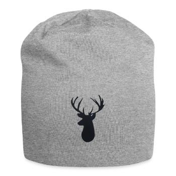 Hirschkopf Silhouette - Jersey-Beanie - Grau meliert - Vorne